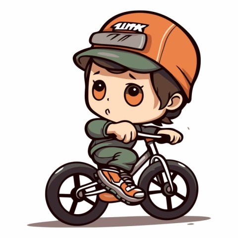 Cartoon boy riding a bicycle of a boy on a bicycle.