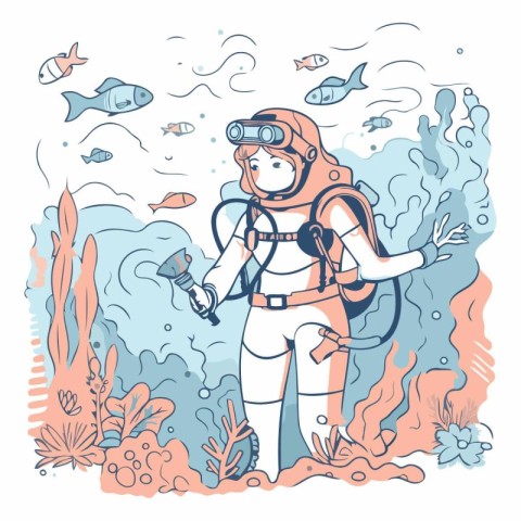 Scuba diver of a diver in the sea.