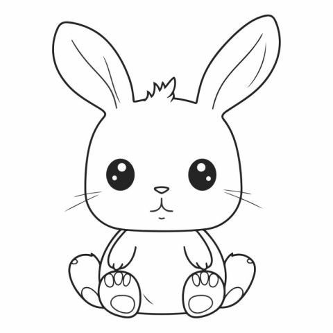 Cute cartoon bunny. Black and white vector illustration for colo