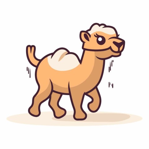 Cute camel in cartoon style. Isolated on white background.