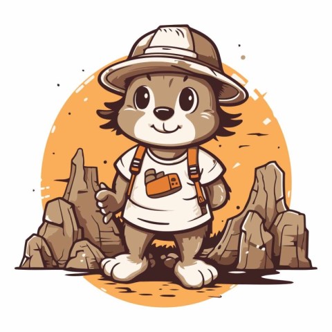 Cute little hedgehog in safari hat.