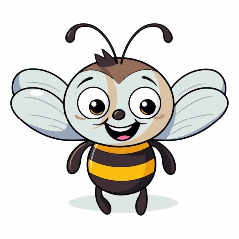 Cartoon bee isolated on white background of cute cartoon bee.