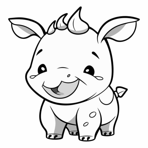 Illustration of a Cute Baby Rhino on a white background.