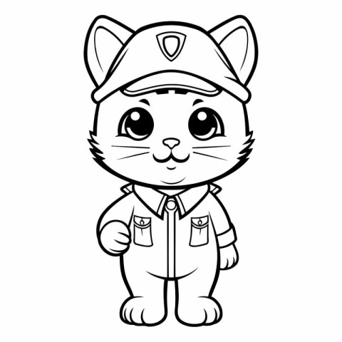 Cute Cartoon Cat Mascot Character Wearing Workwear and Cap