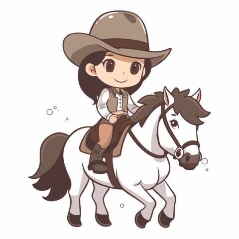 Cute cartoon cowgirl on a white background.