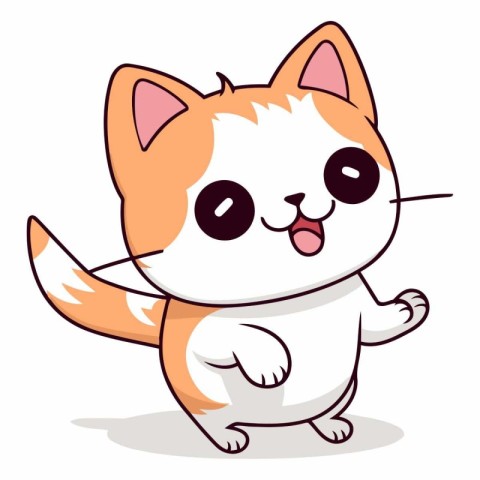 Cute cartoon cat isolated on a white background.