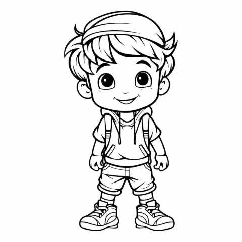 Cute little boy in casual clothes. sketch for your design