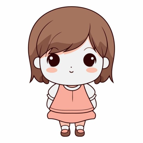 cute little girl cartoon vector illustration graphic design vect