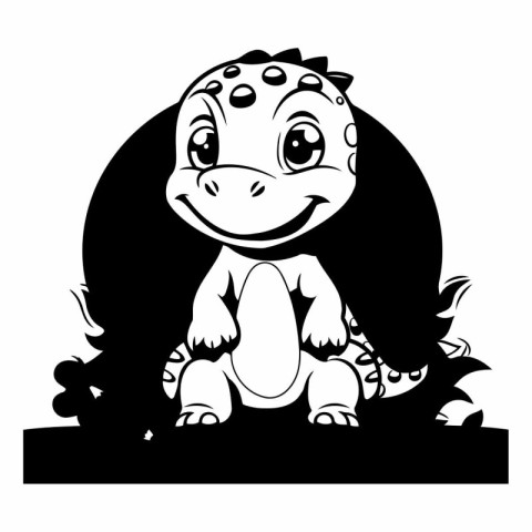 Cute cartoon dinosaur isolated on a white background.