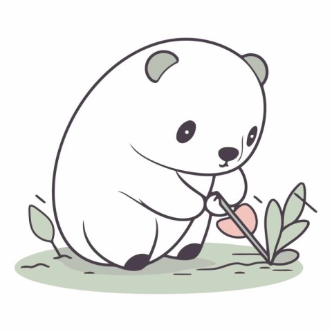 Illustration of a Cute Cartoon Polar Bear with a Lollipop