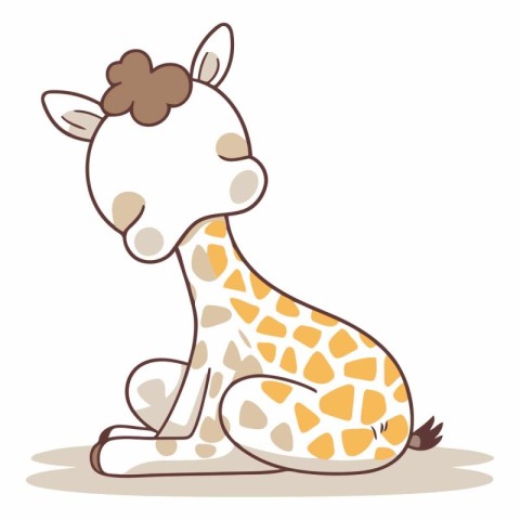 Cute giraffe isolated on white background. Cartoon style.