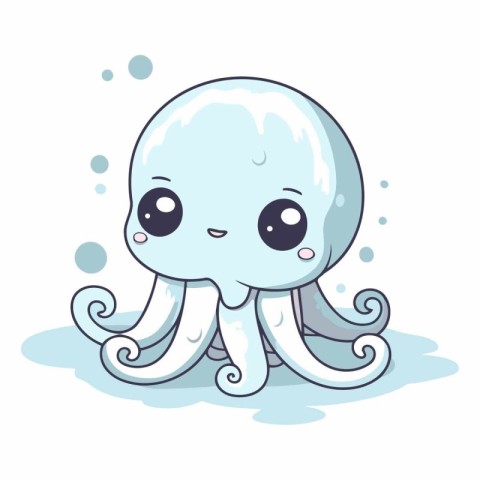 Cute cartoon octopus. Isolated on white background.