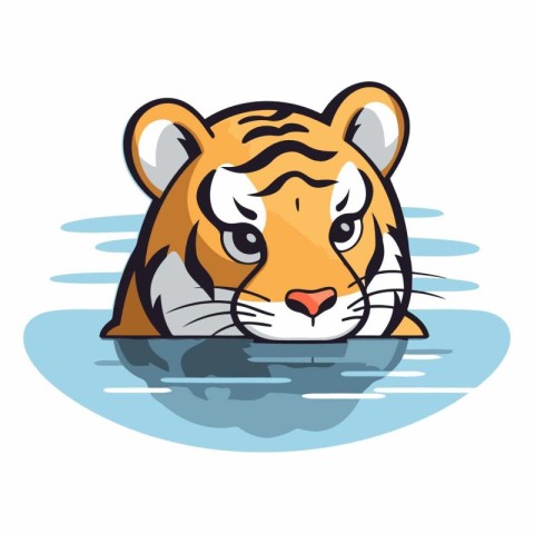 Cute tiger cartoon vector illustration. Isolated on white backgr