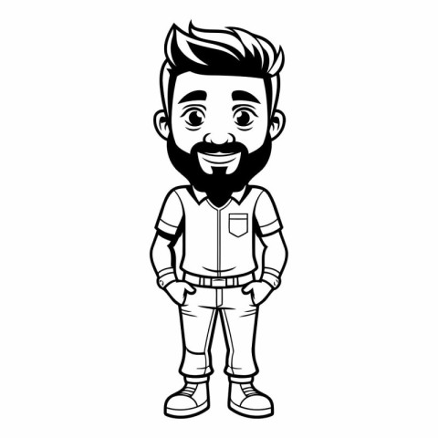 man cartoon icon over white background. hipster style concept