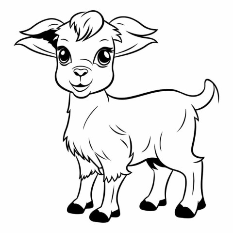 Vector image of a goat on a white background. Cartoon style.