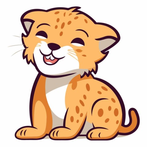 Cheetah sitting on white background in cartoon style