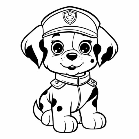 Coloring book for children: dog in a police cap