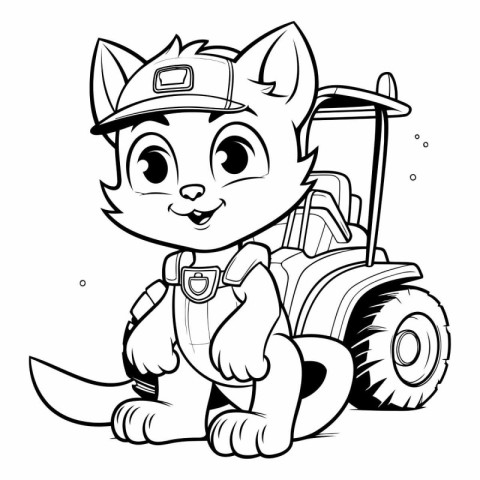 Black and White Cartoon Illustration of Cute Fox Animal Characte