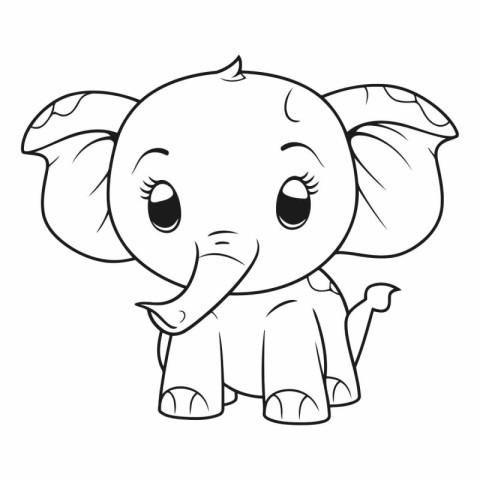 Coloring Page Outline Of cartoon elephant.