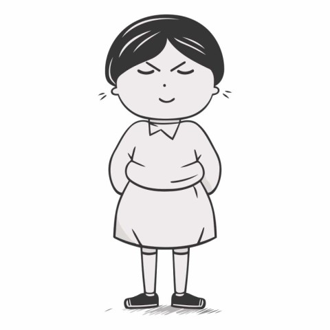 Illustration of a little girl with a stomach ache. vector