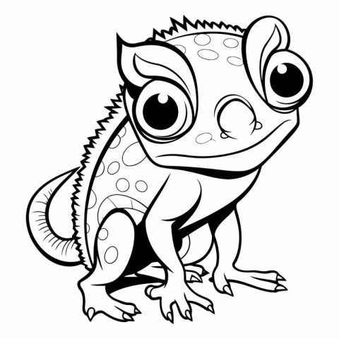 Cute chameleon - Coloring book for adults and children