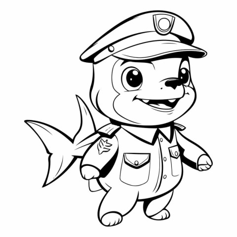 Illustration of a Cute Fish Captain Cartoon Character Mascot