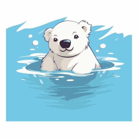 Polar bear swimming in the water of cartoon character.