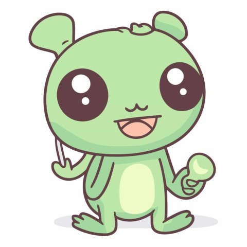 Cute little frog cartoon character vector illustration. Cute lit