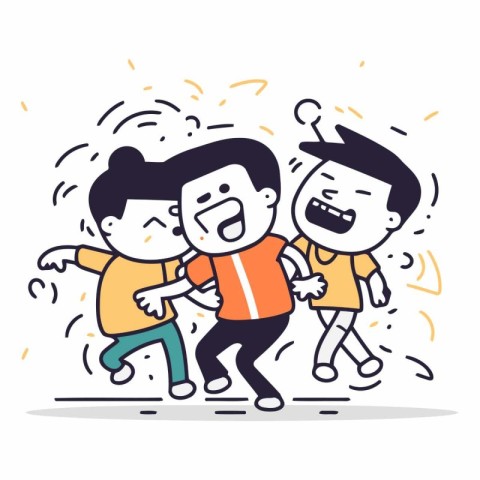 Cartoon vector illustration of father and son having fun togethe