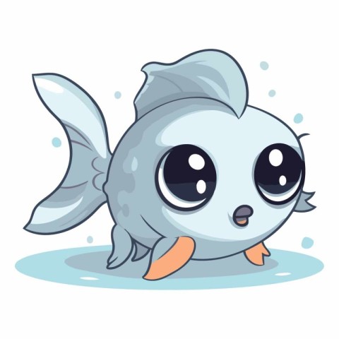 Cute cartoon fish isolated on a white background.