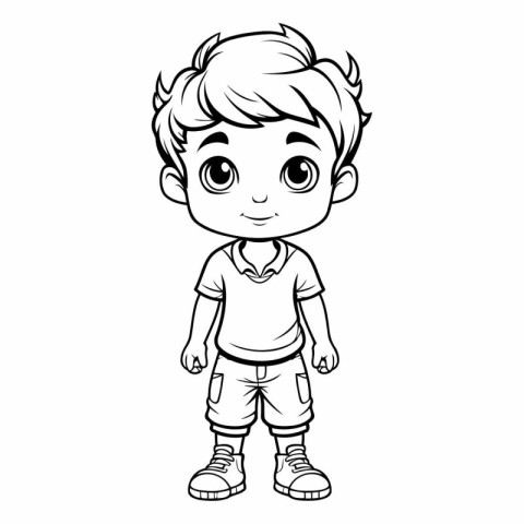 Cute Little Boy Cartoon Mascot Character Vector Illustration.