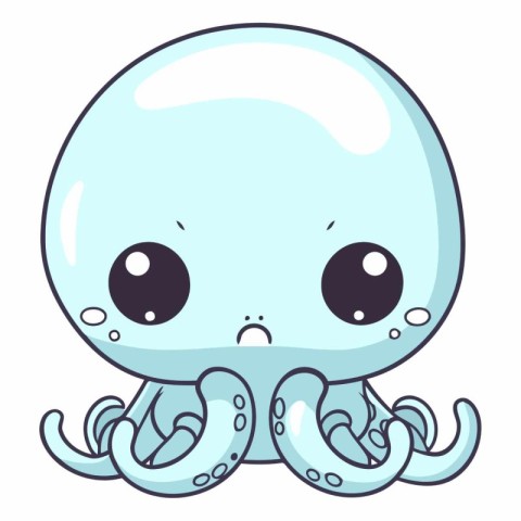 Cute cartoon octopus isolated on white background.