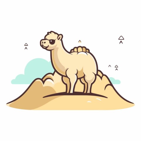 Camel on the sand in a flat style.