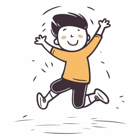 Illustration of a happy boy jumping and running.