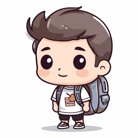 Cute school boy with backpack. eps10