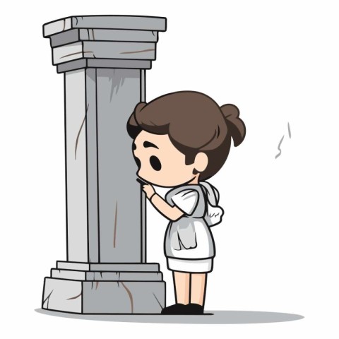 Nurse standing next to column cartoon vector illustration. Carto