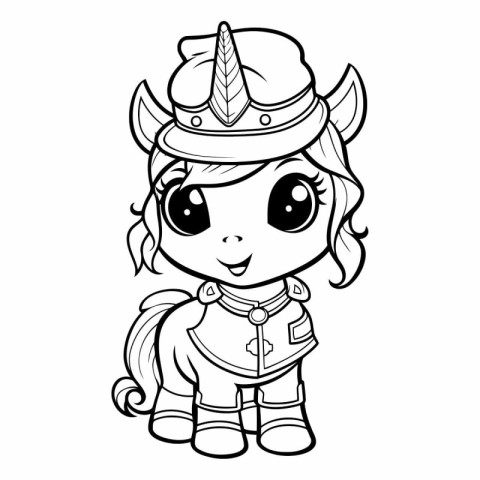 Coloring Page Outline of a Cute Cartoon Unicorn Fantasy Characte