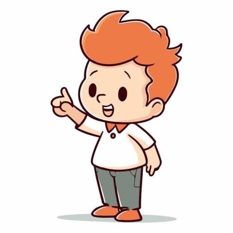 Boy Pointing Finger - Vector Cartoon IllustrationÃ¯Â»Â¿