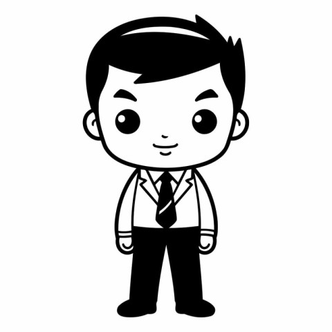 businessman avatar character on white background in black and wh