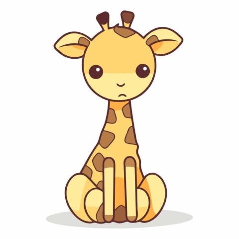 Cute cartoon giraffe sitting on the floor.