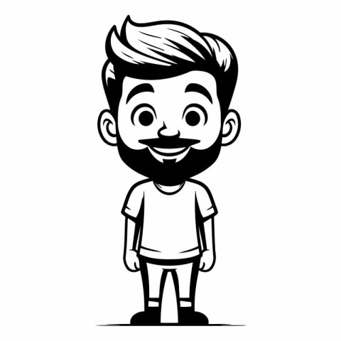 Vector illustration of a happy man with beard and mustache in ca