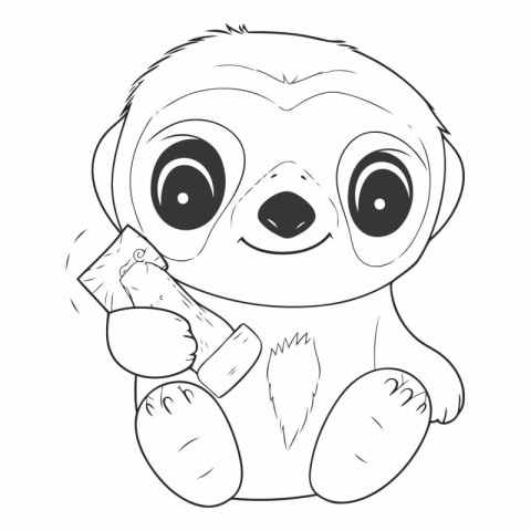 Cute cartoon sloth with a paintbrush.