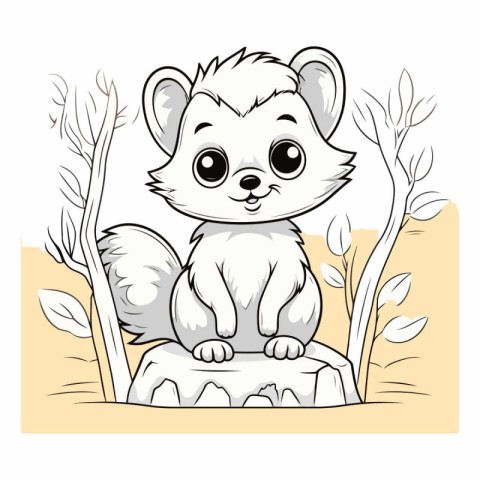 Cute cartoon squirrel in the forest for children.