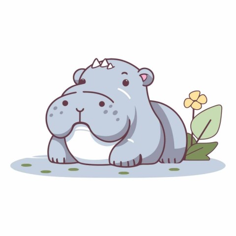 Cute hippopotamus cartoon of a hippo.