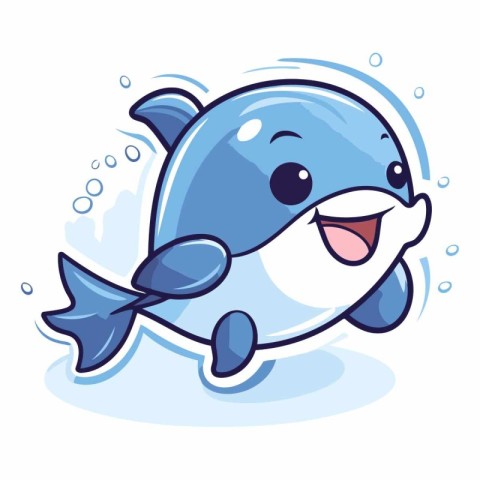 Cute cartoon whale isolated on a white background.