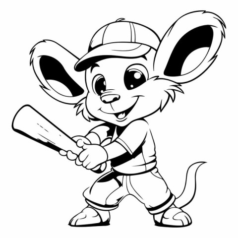 Mice Baseball Mascot Character - Colored Illustration. Vector