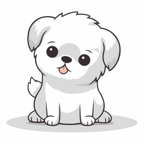 Cute white dog isolated on a white background.