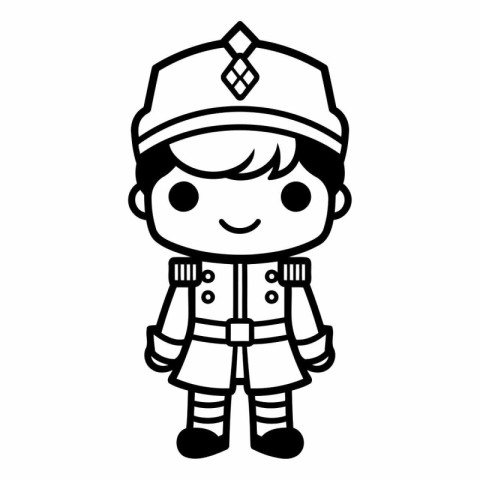 kawaii cute boy in soldier uniform with hat and uniform vector i