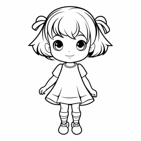 Vector illustration of Cute little girl isolated on white backgr