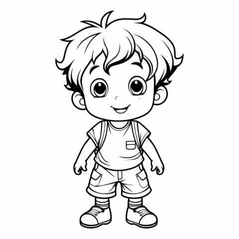 Cute Little Boy Cartoon Mascot Character Vector Illustration.